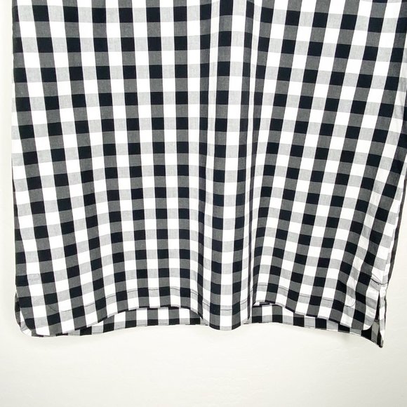 J. Crew Gingham Ruffle Sleeve V Neck Midi Shift Dress Black White Size XS - Picture 9 of 12